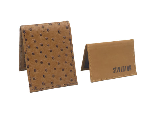 Silverton All Leather Ostrich Print Bi-Fold Wallet (Honey)