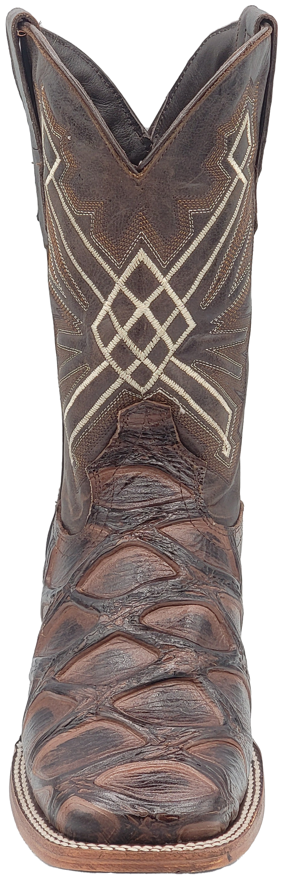 Silverton Pirarucu LG Print Leather Wide Square Toe Boots (Brown)