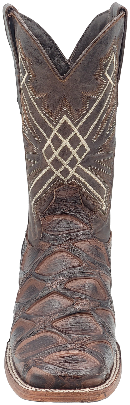 Silverton Pirarucu LG Print Leather Wide Square Toe Boots (Brown)