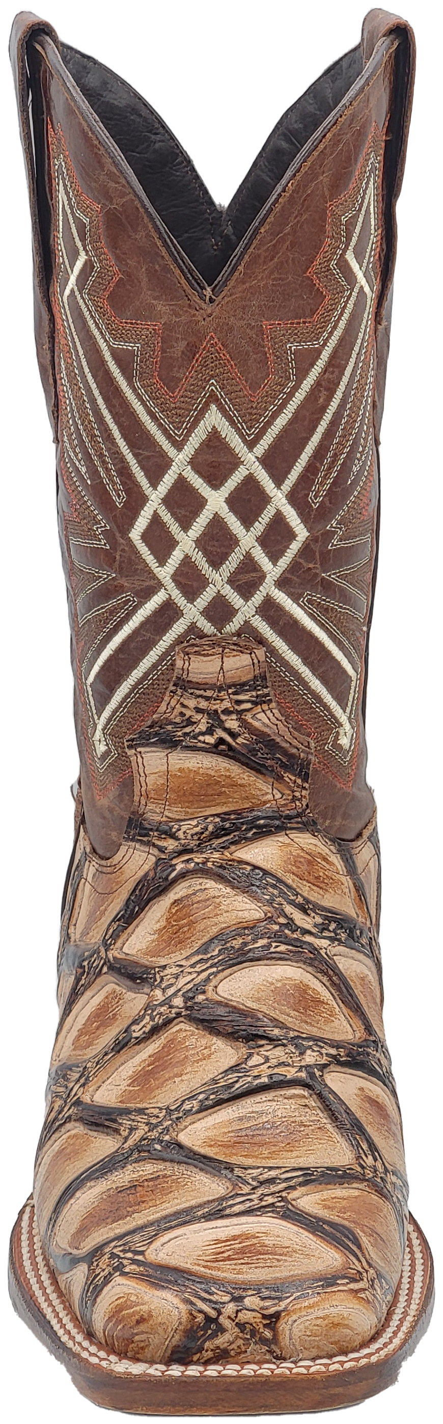 Silverton Pirarucu Print Leather Wide Square Toe Boots (Beige)