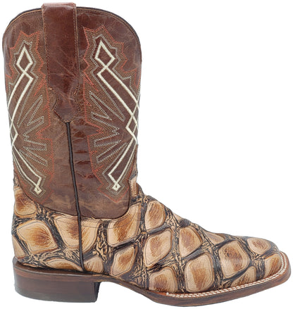 Silverton Pirarucu LG Print Leather Wide Square Toe Boots (Beige)