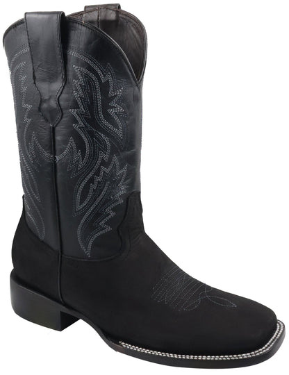 Silverton Jasper All Leather Wide Square Toe Boots (Black)