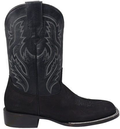 Silverton Jasper All Leather Wide Square Toe Boots (Black)