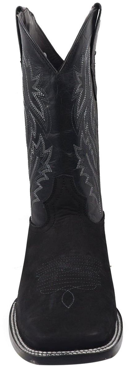 Silverton Jasper All Leather Wide Square Toe Boots (Black)