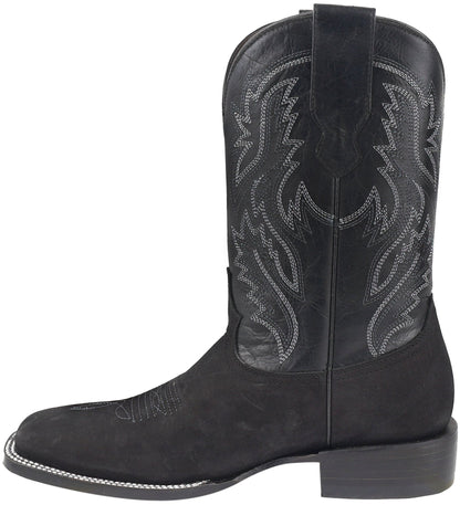 Silverton Jasper All Leather Wide Square Toe Boots (Black)