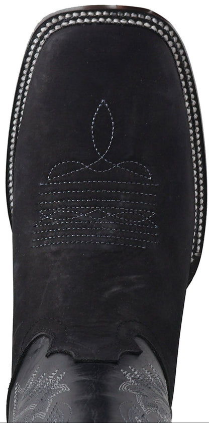 Silverton Jasper All Leather Wide Square Toe Boots (Black)