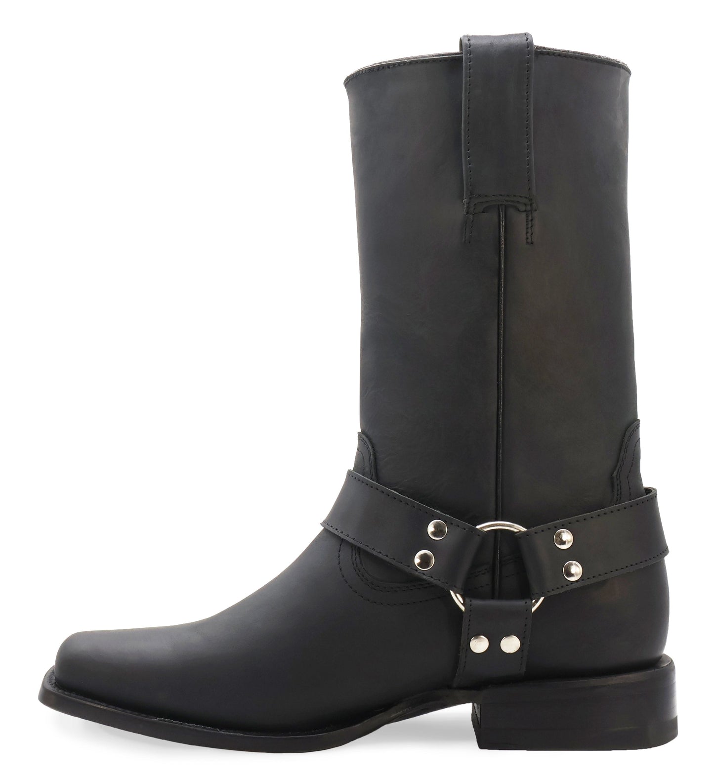 Silverton Harley All Leather Square Toe Boots (Black)