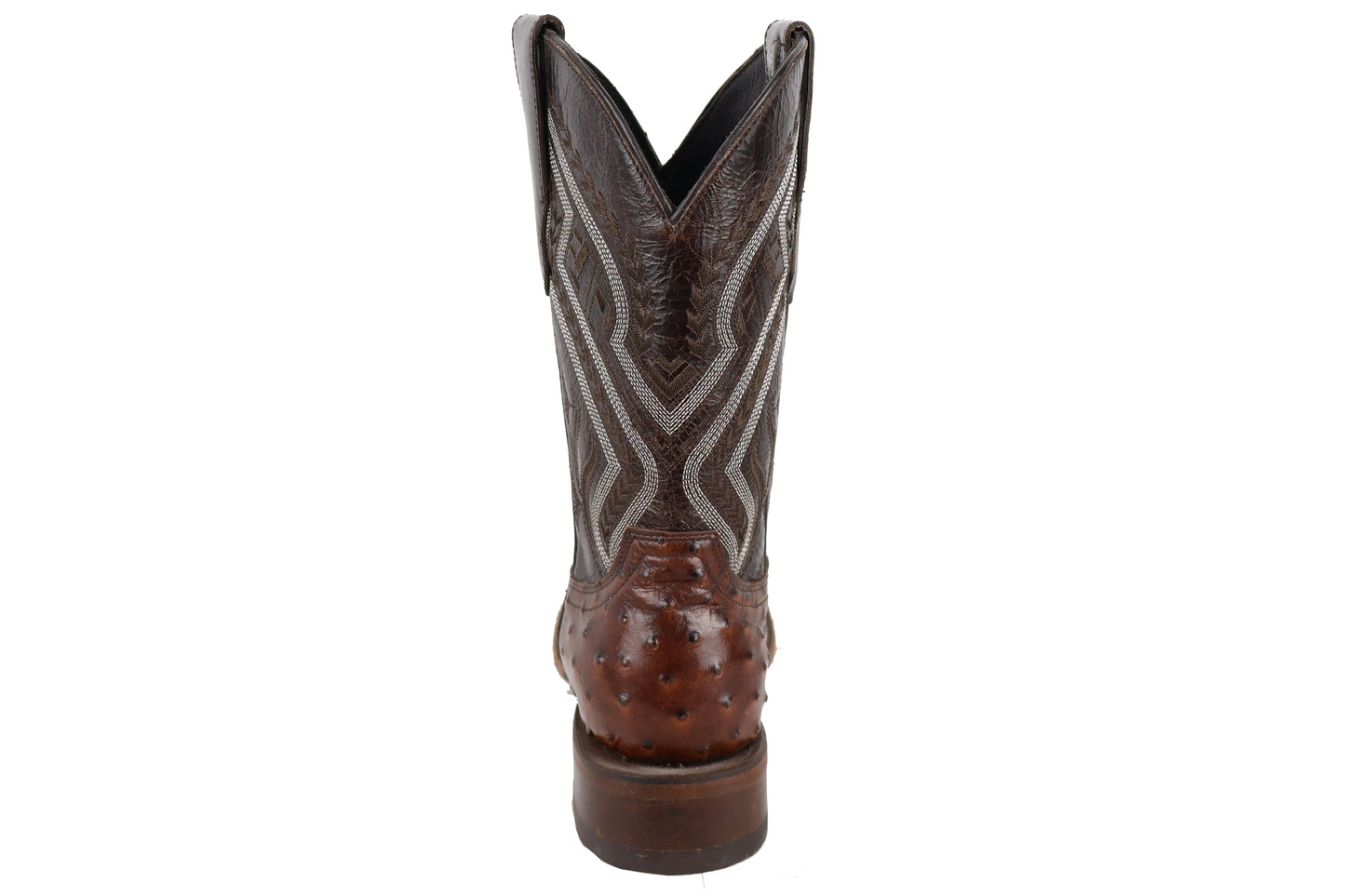 Silverton Ostrich Print All Leather Wide Square Toe Boots (Brown)