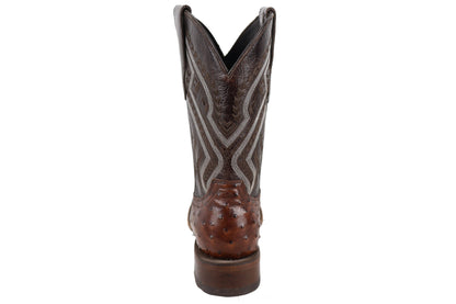 Silverton Ostrich Print All Leather Wide Square Toe Boots (Brown)
