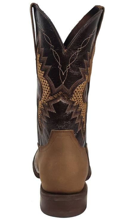 Silverton Phoenix Genuine Leather Wide Square Toe Boots (Tobacco)