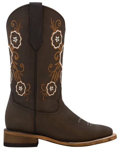 Silverton Linda All Leather Wide Square Toe Boots (Brown)