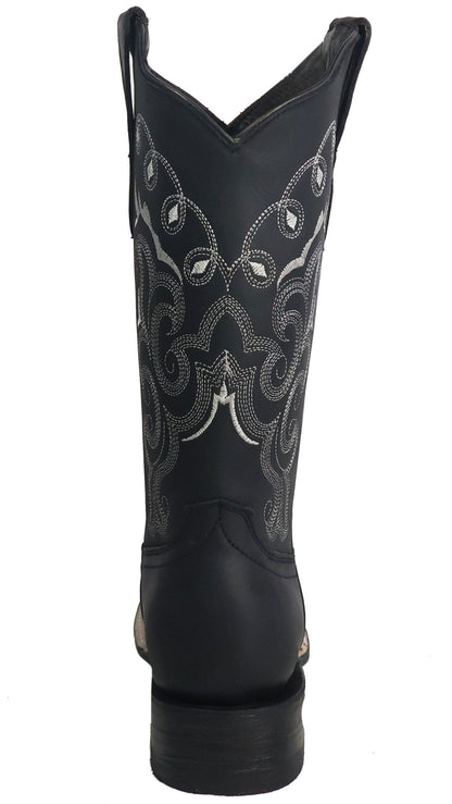 Silverton Sara All Leather Wide Square Toe Boots (Black)