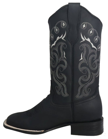 Silverton Sara All Leather Wide Square Toe Boots (Black)