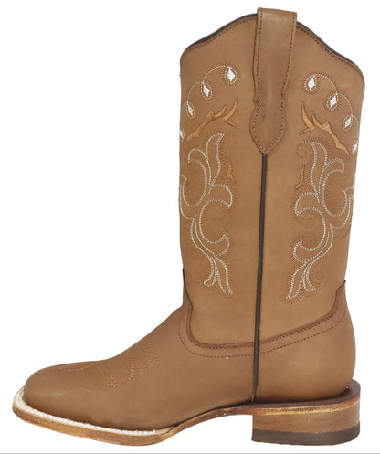 Silverton Sara All Leather Wide Square Toe Boots (Tobacco)