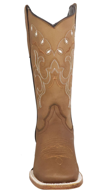 Silverton Sara All Leather Wide Square Toe Boots (Tobacco)