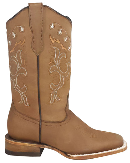 Silverton Sara All Leather Wide Square Toe Boots (Tobacco)