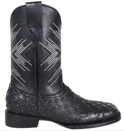 Silverton Tucxon All Leather Wide Square Toe Boots (Black/Black)
