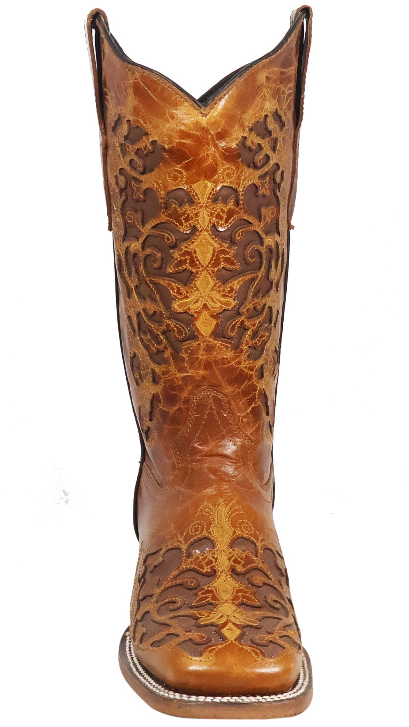 Silverton Grace All Leather Wide Square Toe Boots (Cognac)