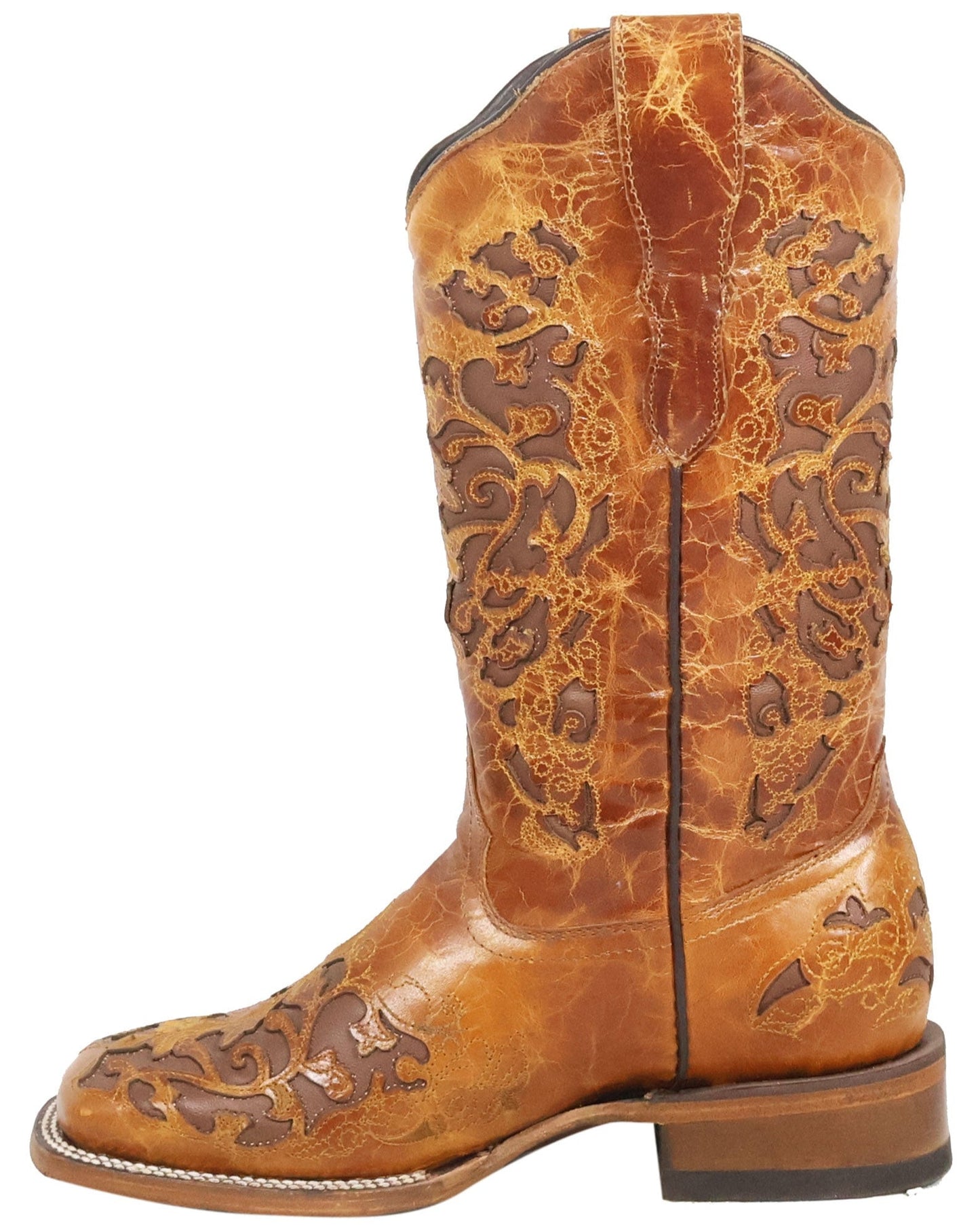 Silverton Grace All Leather Wide Square Toe Boots (Cognac)