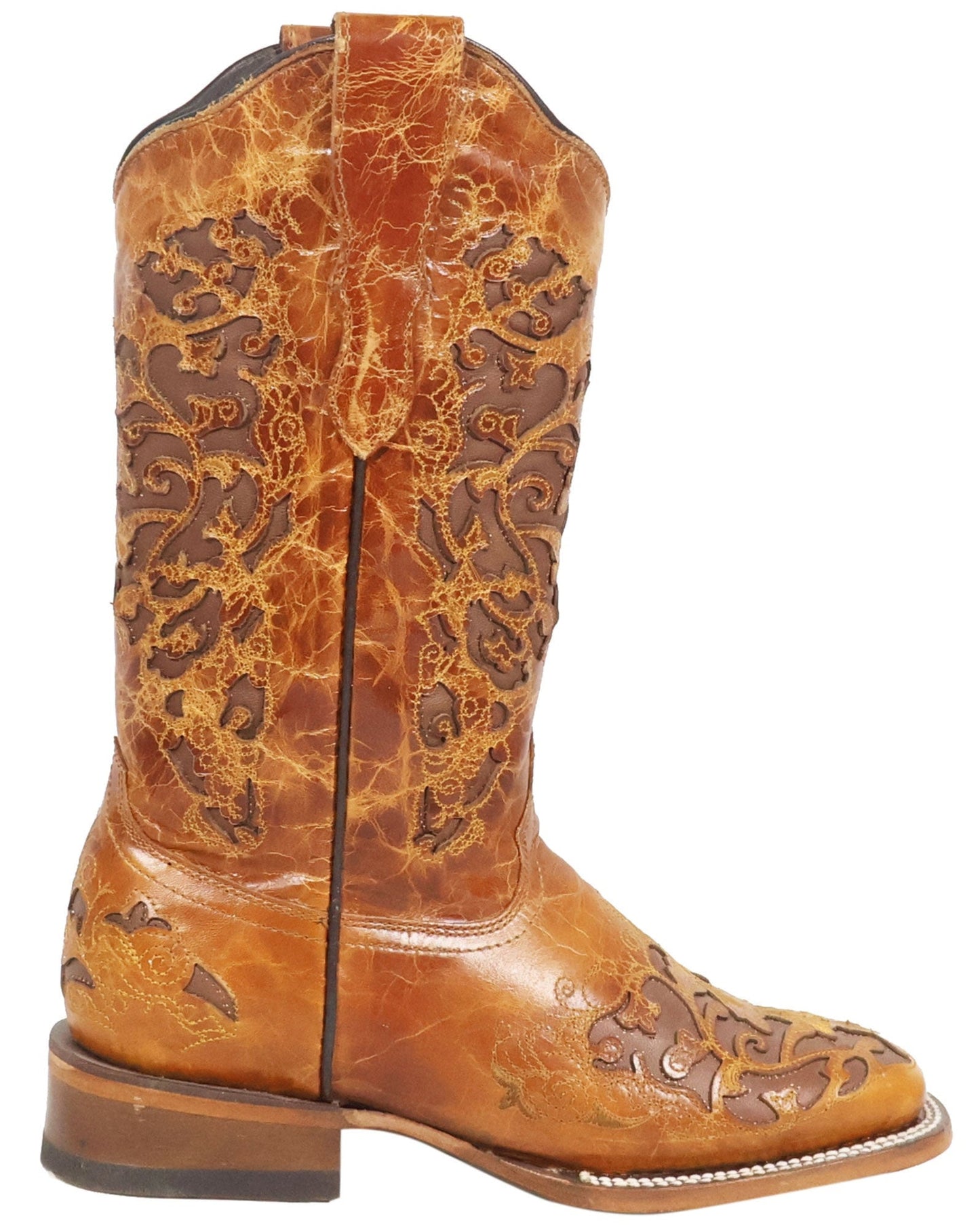 Silverton Grace All Leather Wide Square Toe Boots (Cognac)