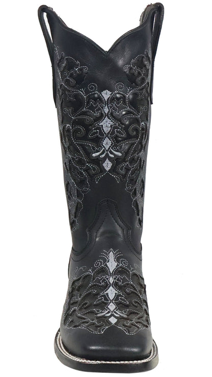 Silverton Grace All Leather Wide Square Toe Boots (Black)