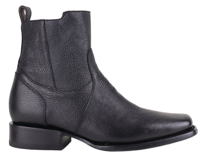 Silverton Clay All Leather Square Toe Short Boots (Black)
