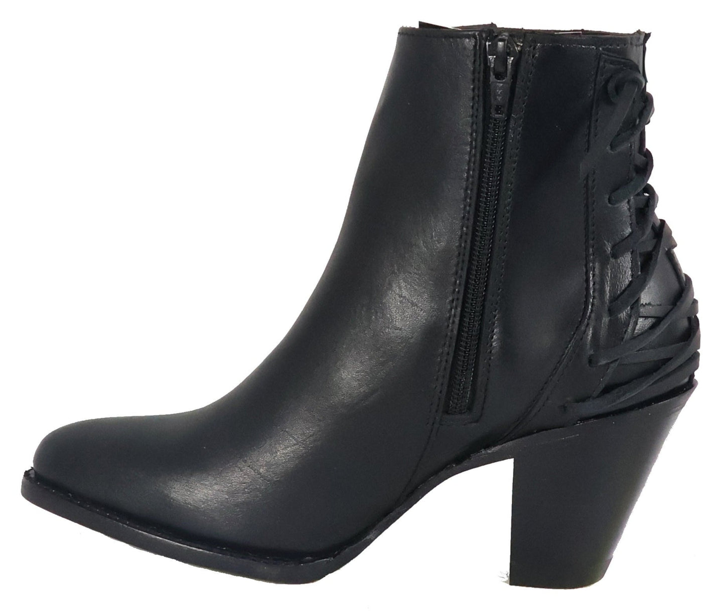 Silverton Walker All Leather Snip Toe Short Boots (Black)