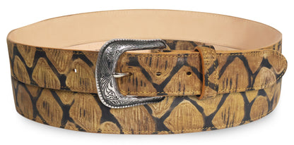Silverton Pirarucu Mate Print All Leather Western Belt (Honey)