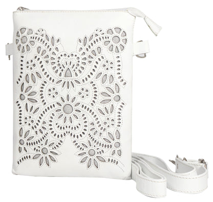Silverton Celina All Leather Western Crossbody Bag (White)