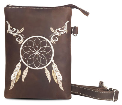 Silverton Dreamcatcher All Leather Western Crossbody Bag (Brown)