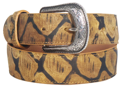 Silverton Pirarucu Mate Print All Leather Western Belt (Honey)