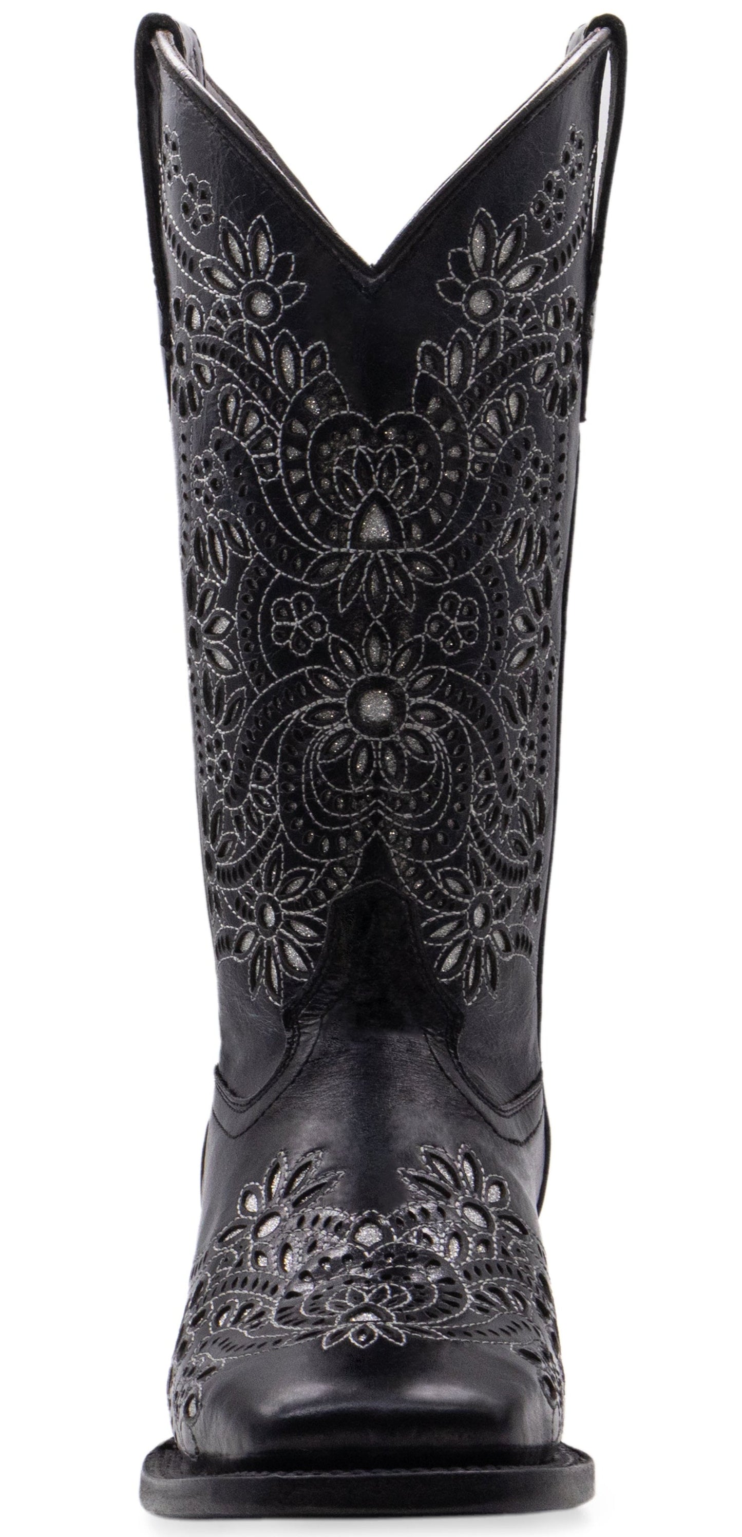 Silverton Celina All Leather Wide Square Toe Boots (Black)