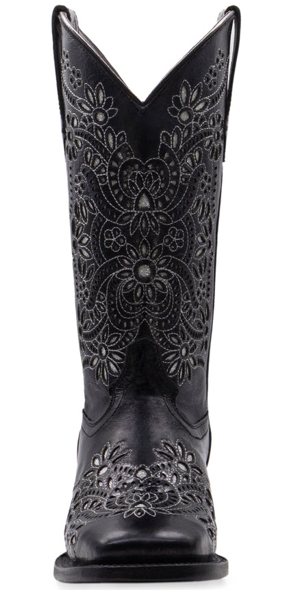 Silverton Celina All Leather Wide Square Toe Boots (Black)
