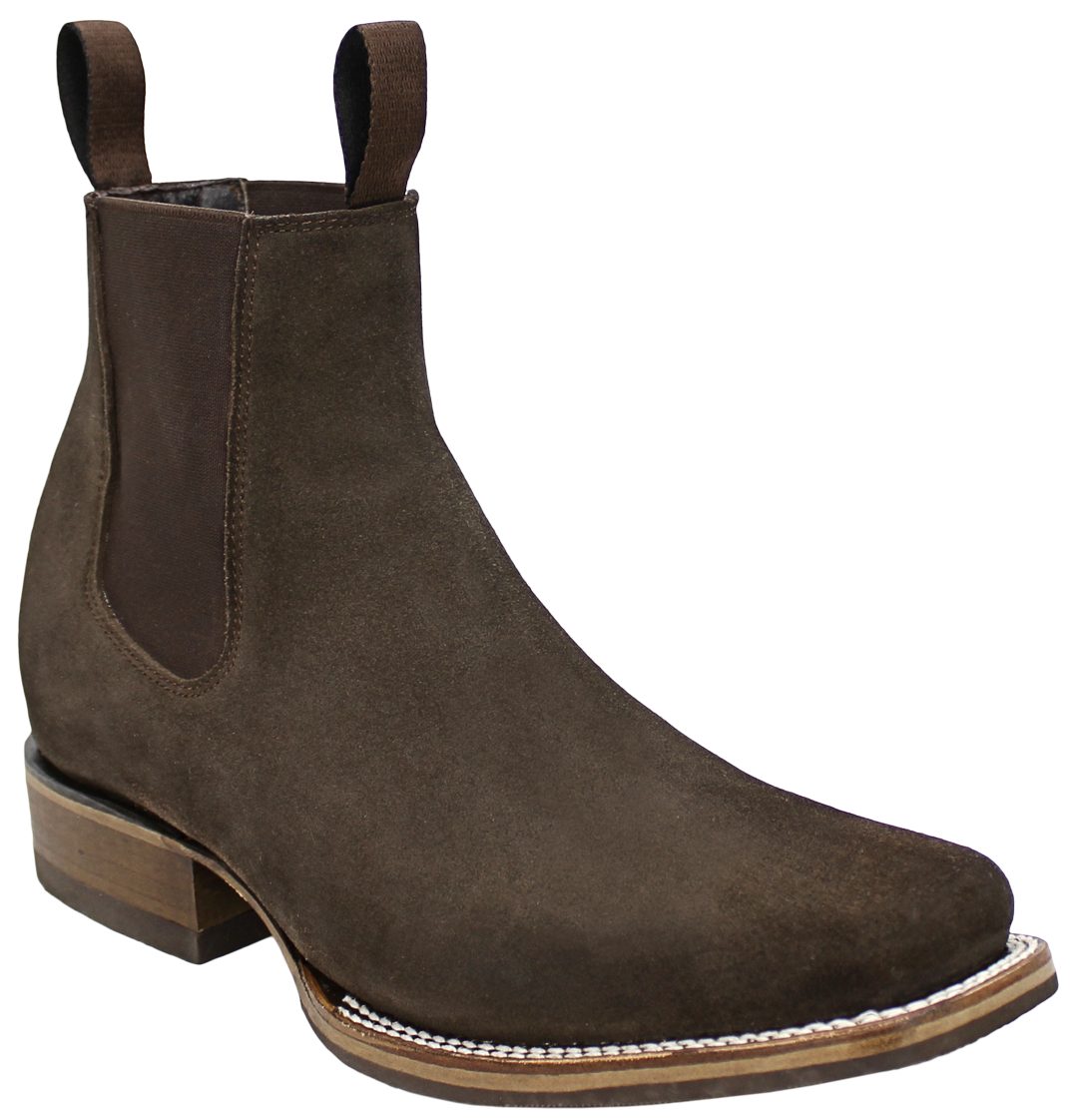 Silverton Suede Genuine Leather Square Toe Short Boot (Chocolate)