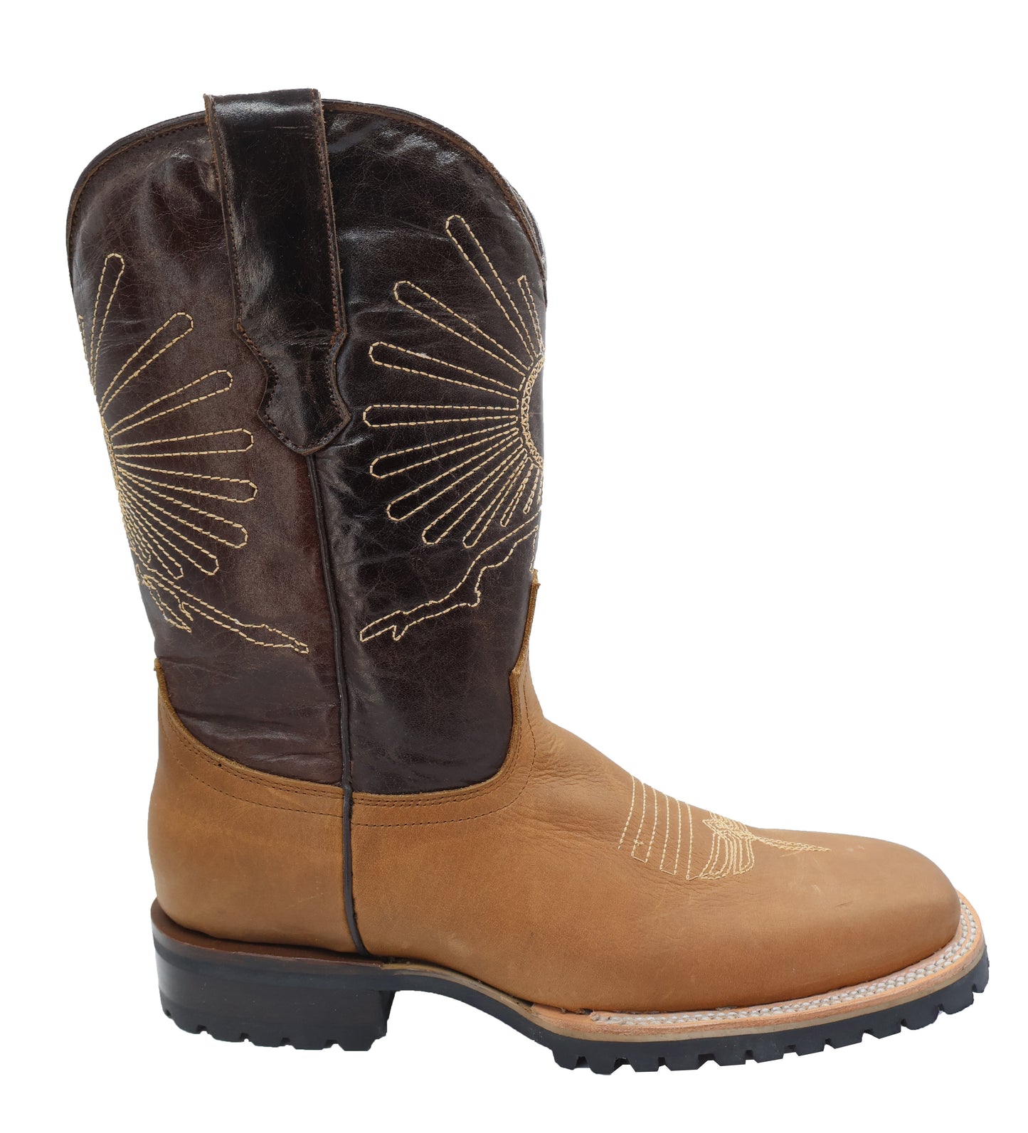 Silverton Mount Rainier Genuine Leather Wide Square Toe Boots (Tobacco)