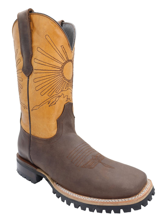 Silverton Mount Rainier Genuine Leather Wide Square Toe Boots (Brown)