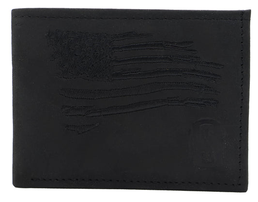 Silverton All Leather Patriot Bi-Fold Wallet (Black)