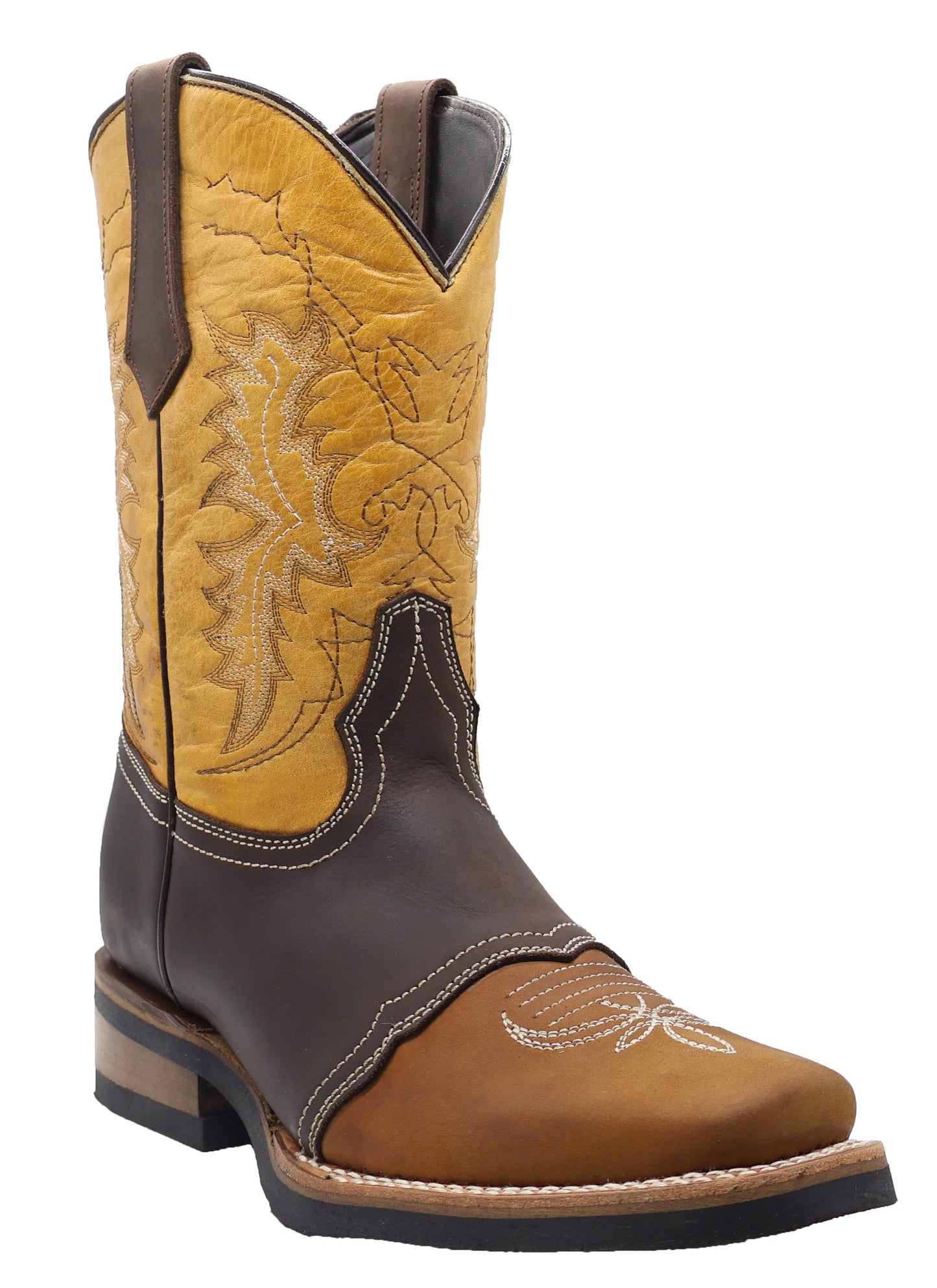 Silverton Carson Genuine Leather Wide Square Toe Boots (Honey)