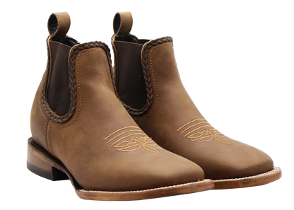 Silverton Ellie All Leather Wide Square Toe Short Boots (Tobacco)