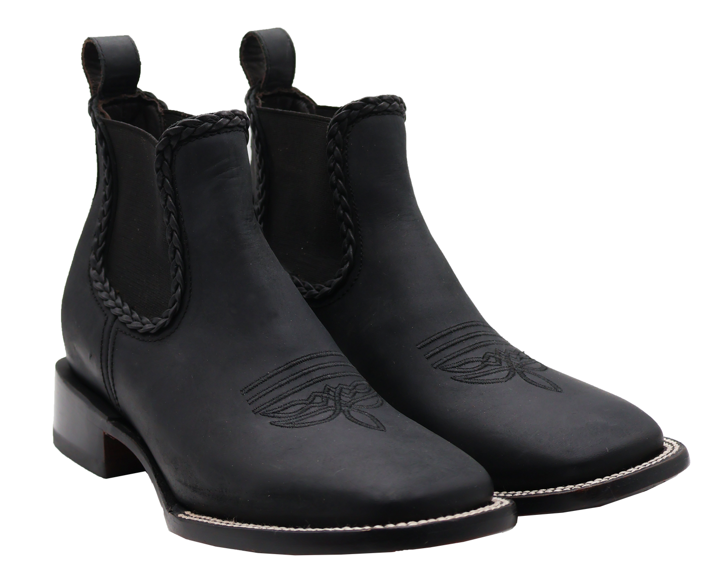 Silverton Ellie All Leather Wide Square Toe Short Boots (Black)