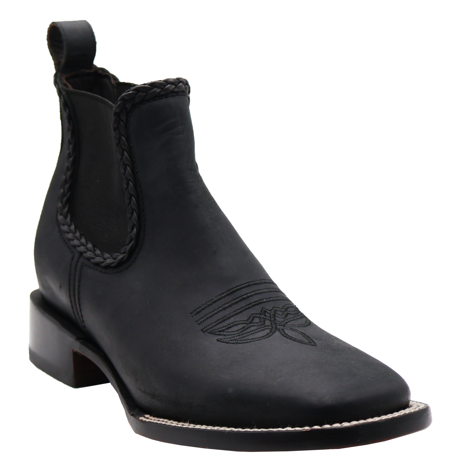 Silverton Ellie All Leather Wide Square Toe Short Boots (Black)