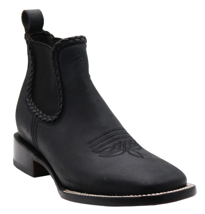 Silverton Ellie All Leather Wide Square Toe Short Boots (Black)