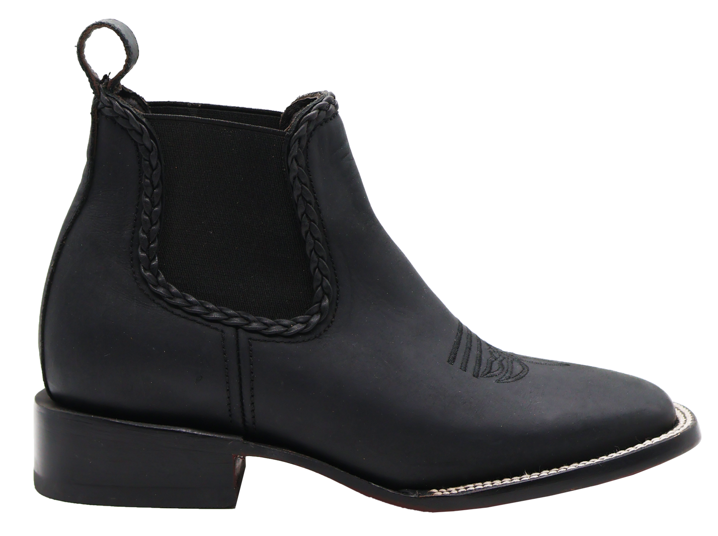 Silverton Ellie All Leather Wide Square Toe Short Boots (Black)