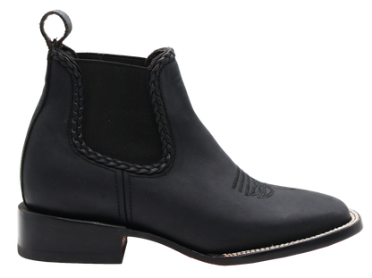 Silverton Ellie All Leather Wide Square Toe Short Boots (Black)