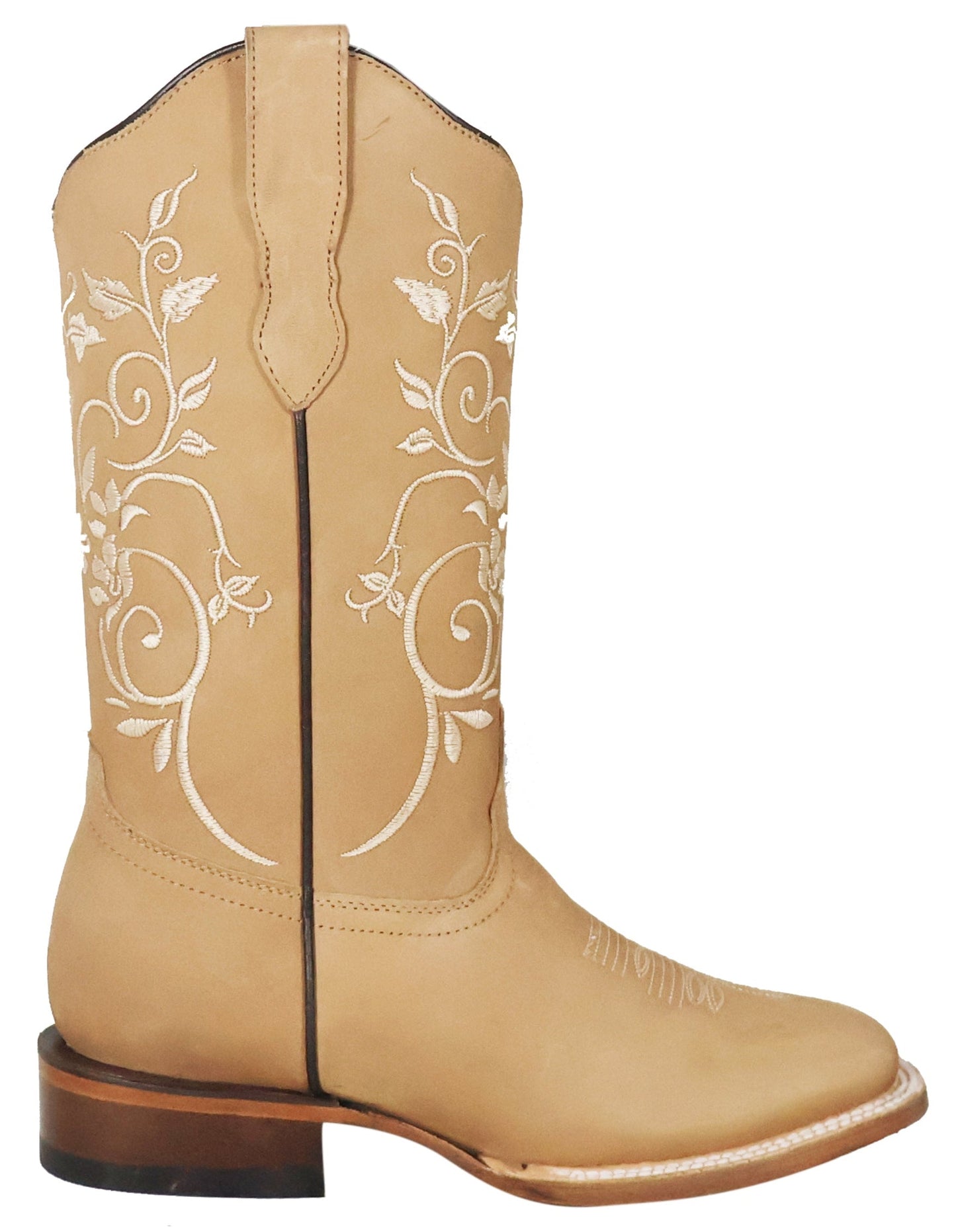Silverton Jennifer All Leather Wide Square Toe Boots (Beige)