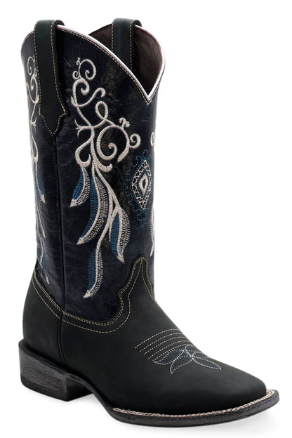 Silverton Mary All Leather Wide Square Toe Boots (Black)