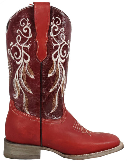 Silverton Mary All Leather Wide Square Toe Boots (Red)