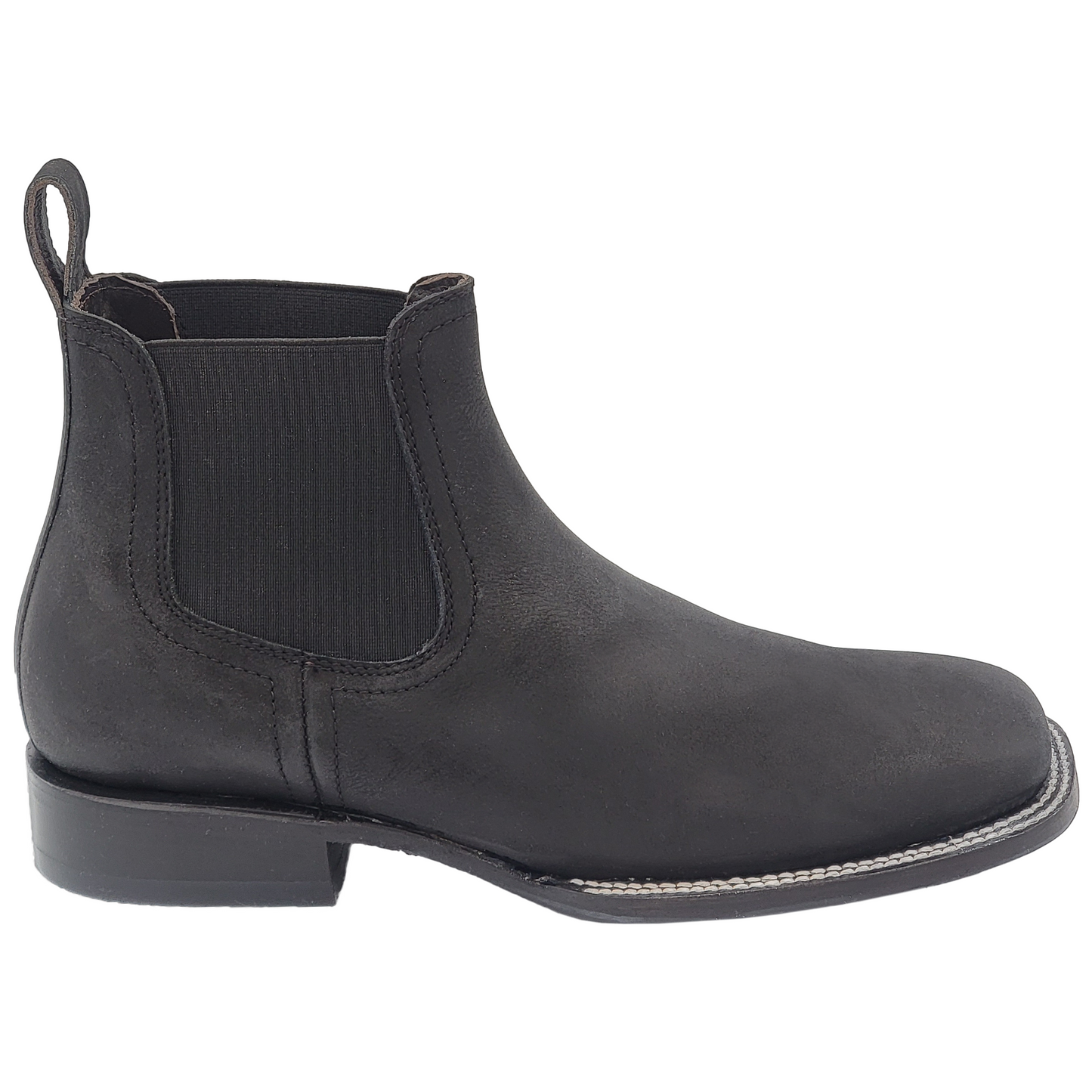 Silverton Kingston Nubuck All Leather Wide Square Toe Short Boots (Black)