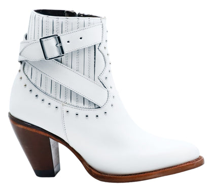 Silverton Morgan All Leather Snip Toe Short Boots (White)