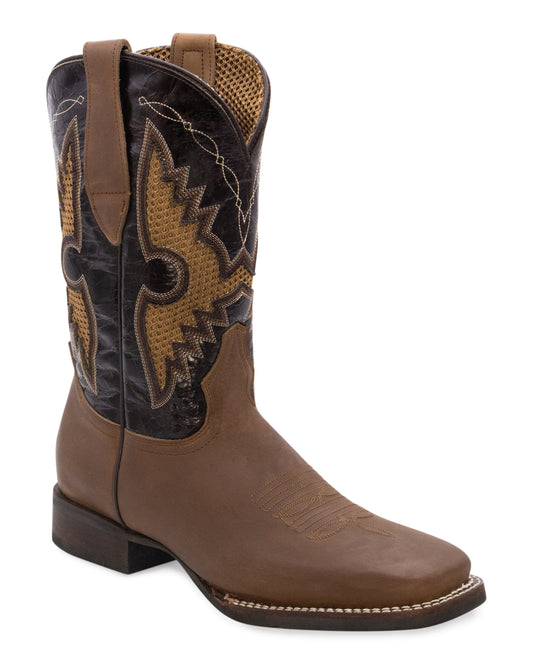 Silverton Phoenix Genuine Leather Wide Square Toe Boots (Tobacco)